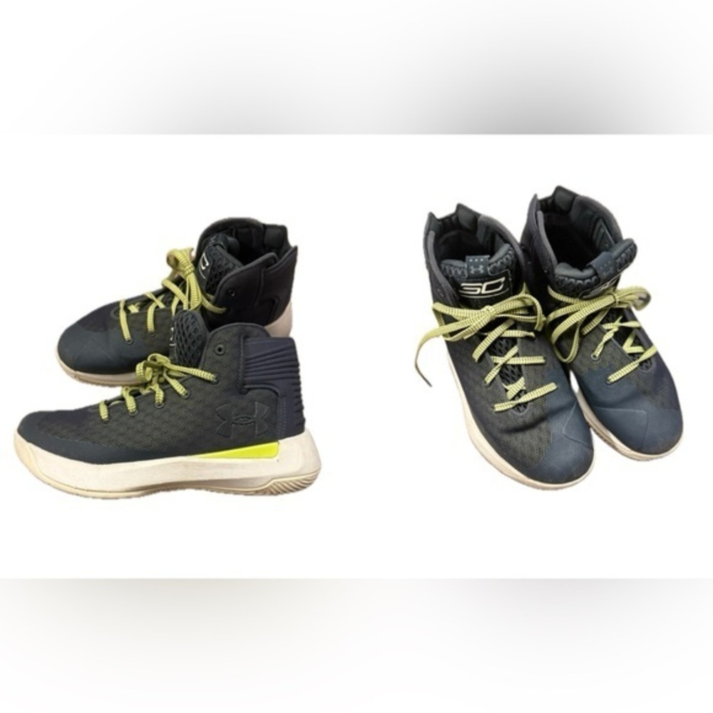❤️Under Armour Stephen Curry SC High-Top Basketball Shoes Navy Lime Sneakers